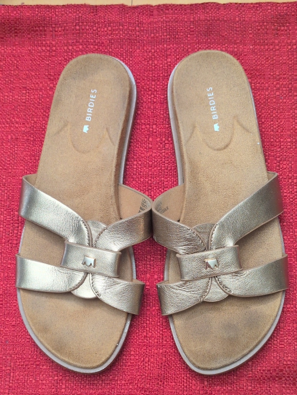Birdies The Sunbird Metallic Rose Gold Slide Sandals